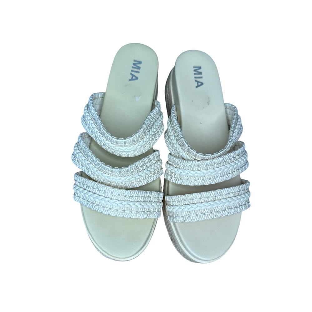 MIA Braided Platform Slide Sandals White Espadrille Comfort Slides Women’s